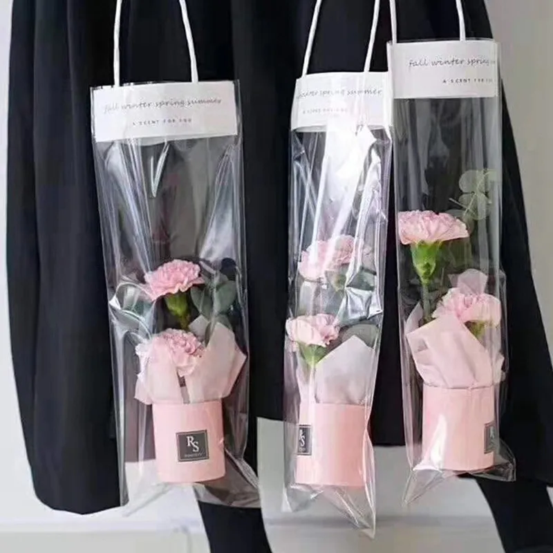 

Super Mini Flower Papercard Box Round Bucket Vases PVC Transparent Flower Bouquet Bag Mother's Day Valentine's Day Gift Packing