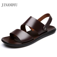 summer beach shoes mens sandals genuine leather brown black sandals for men outdoor casual shoes flats shoes men sandals slipper