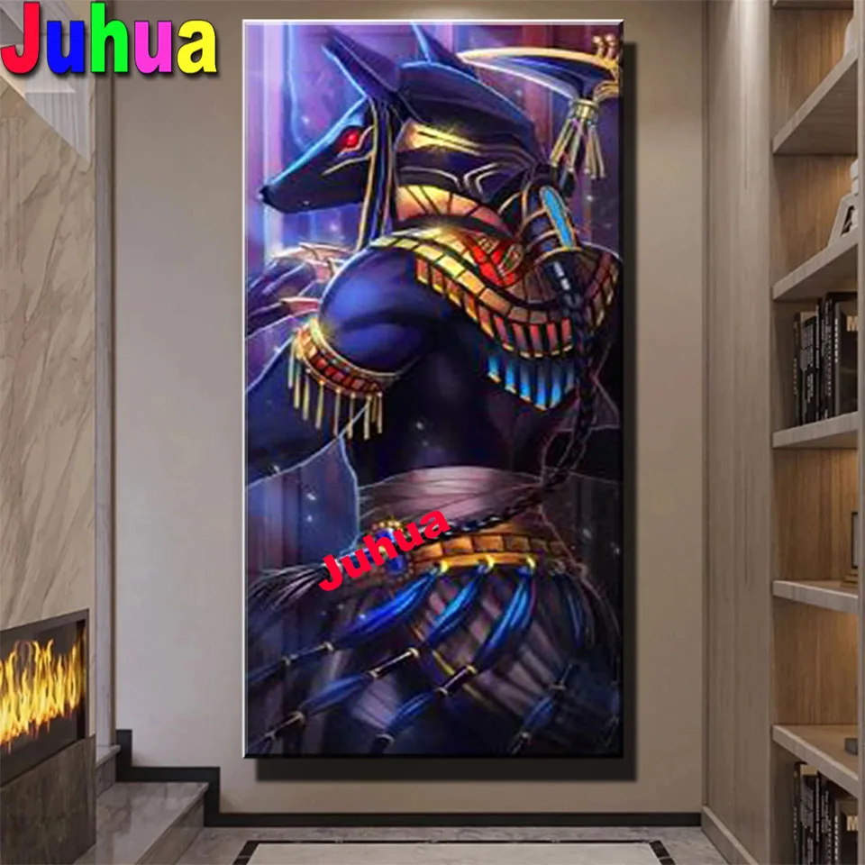 

Diy 5D Egypt Egyptian Art Ancient Anubis Full Diamond Painting Cross Stitch Kits Art Cartoon 3D Paint By Diamonds Home Decor,
