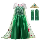 Новинка, кружевное зеленое платье Эльзы, летнее платье 2022, платье Анны и Эльзы, детское платье для девочек, фантастическое платье принцессы