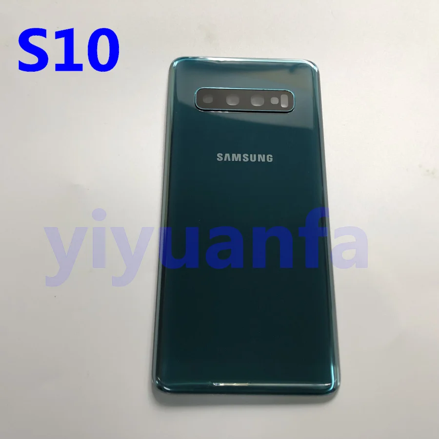 Samsung Galaxy S10 G973 S10 Plus G975 S10E задняя крышка батарейного отсека задняя крышка Корпус Запасные части+ стеклянная рамка объектива камеры - Цвет: S10 green