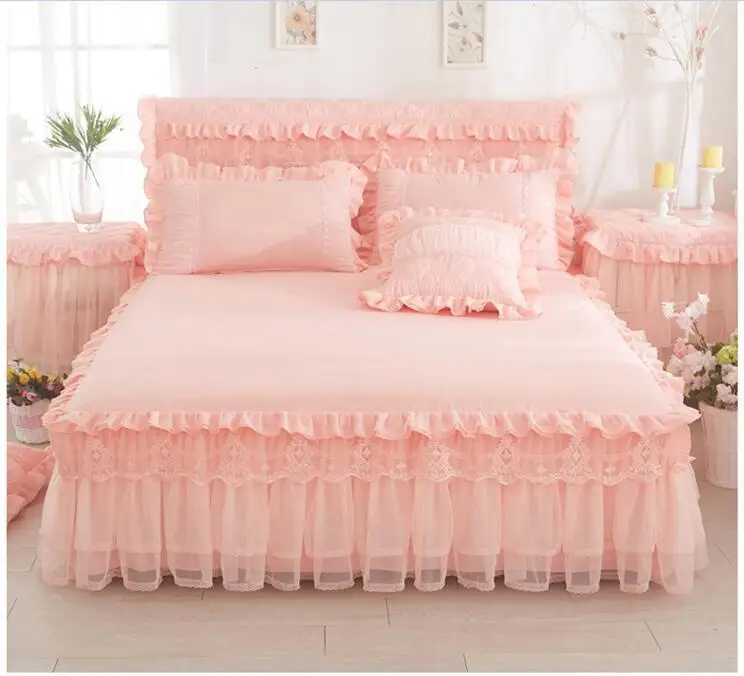 

J3 cotton princess bed skirt twin full queen king size bedsheet bed cover bed linen pillowcases couverture de lit