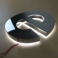 factory outlet customized led sign mirrorpolished stainless steel channel letter backlit signage logo brand name sign