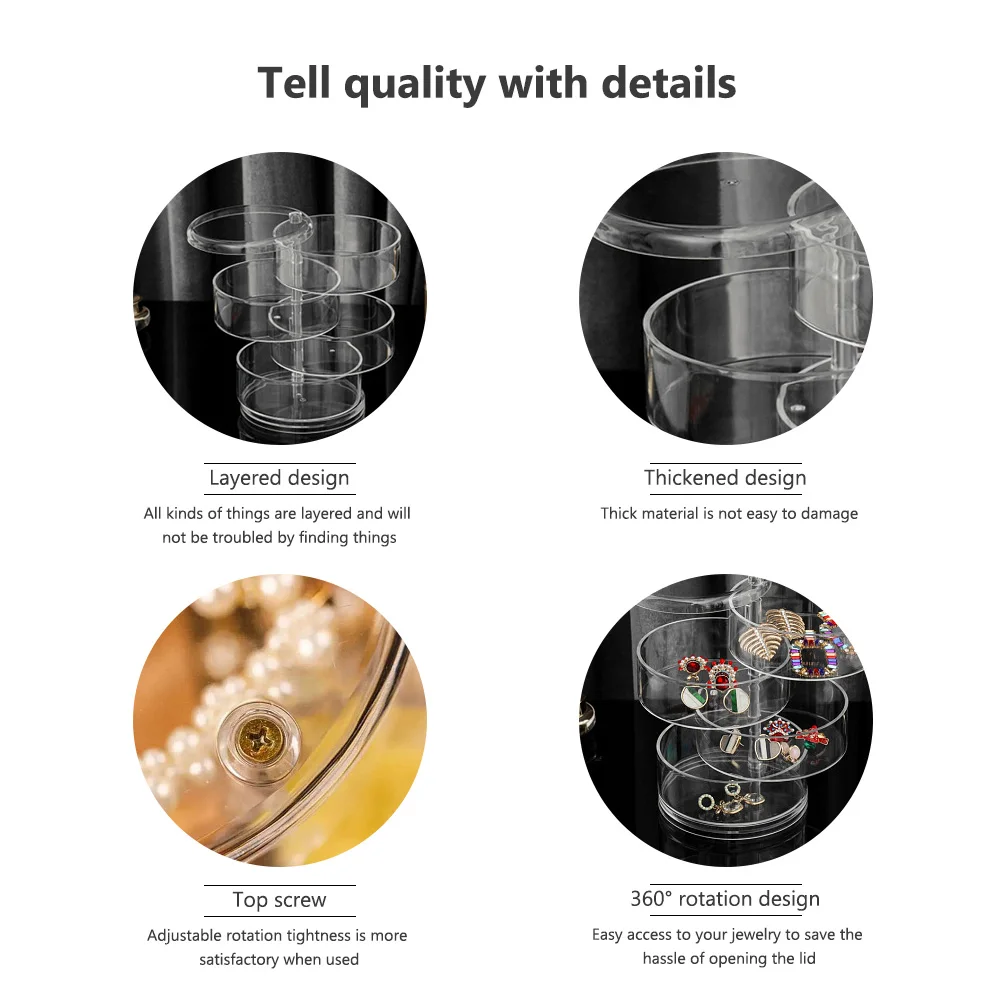 Полка Прозрачная с поворотом на 360 градусов органайзер для хранения ювелирных