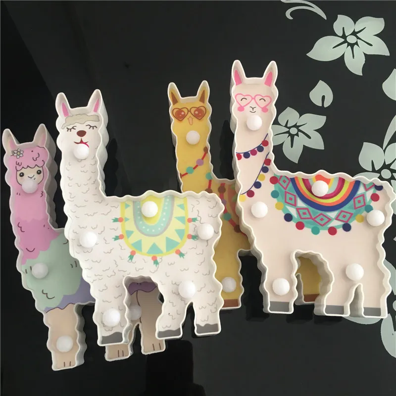 4PCS Новое обновление 3D роспись Альпака светодиодный Ночной светильник на батарейках Милые настольных ночные светильники для детей подарок дракон животных Стиль домашнего освещения - Испускаемый цвет: 4PCS