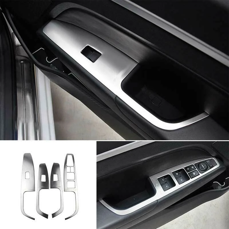 

For 2016-2020 Hyundai Elantra Silver Window Lift Switch Button Panel Cover Trim Interior Door Armrest Decoration