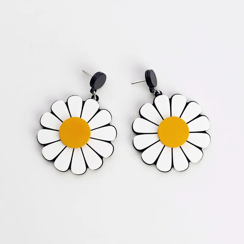 Trendy Korea Girl Earrings Daisy Flowers Exaggeration Sunflower Drop for Fashion Women Jewelry Accessories | Украшения и