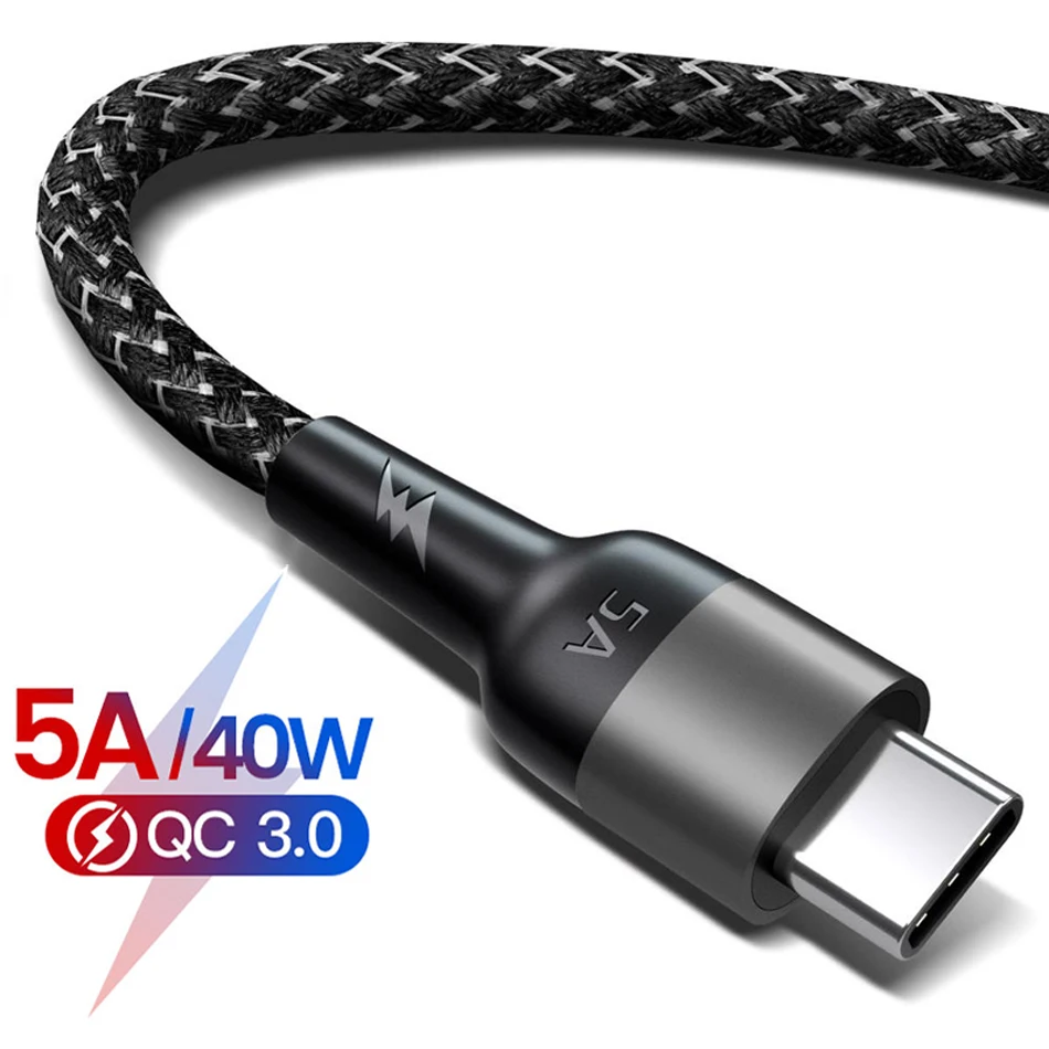 USB C кабель 5A Supercharge Type для Huawei Mate 30 20 Pro P20 P30 Быстрая зарядка передачи данных