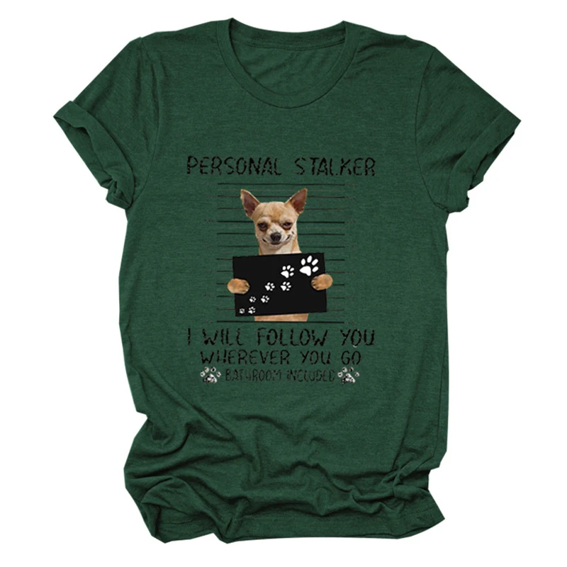 

Women's T-Shirts Short Sleeve Crewneck Tees Workout Tops with Cute Dog Pattern Loose Fit TT@88
