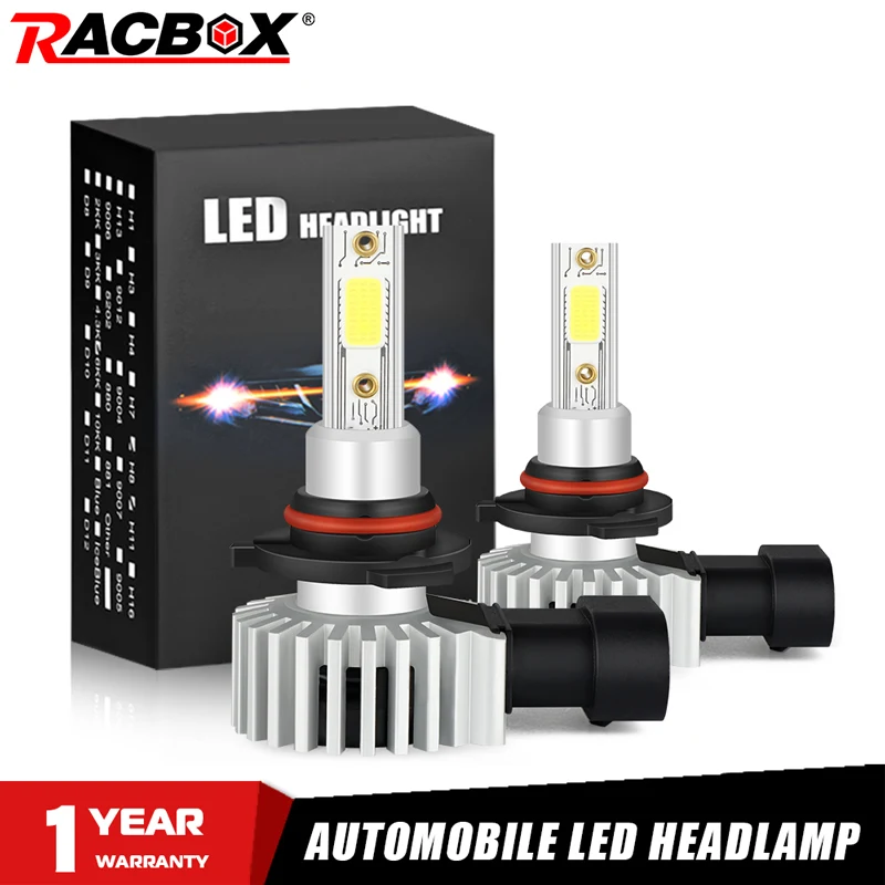 Светодиодные лампы Racbox для автомобильных фар H7 H1 H3 H4 H11 H8 H9 HB4 HB3 9005 9006 H27 880 3000K 6000K OEM