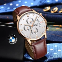 nibosi fashion mens small three needles watches luxury watch luminous leather quartz wristwatches clock male relogio masculino