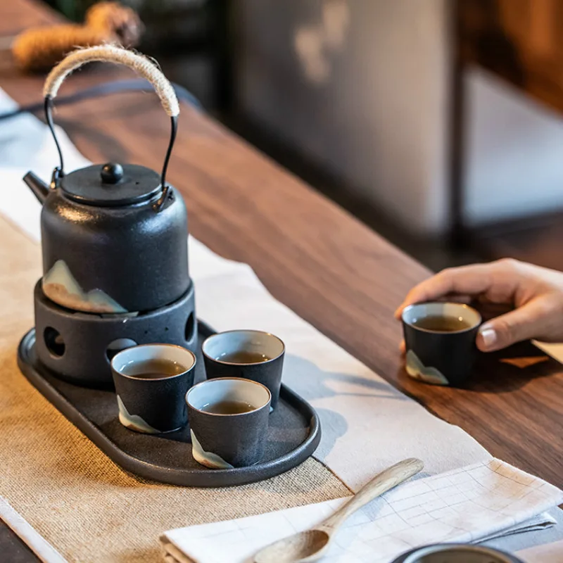 

Chinese Vintage Teapots Ceramic Handmade Sencha Tea with Filter Handle Set Gifts Teapots Juego De Te Kitchen Products DB60CH