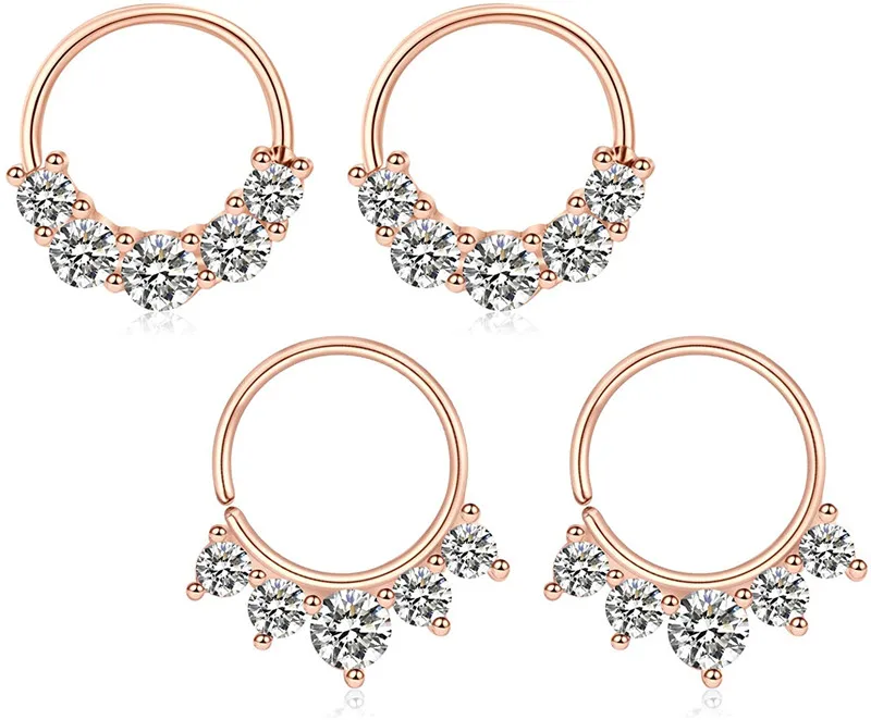 

JFORYOU 4 шт. 20 г Daith серьги обруч хрящевая спираль обруч кольцо для женщин девушек нержавеющая сталь и CZ стиль 8 мм 10 мм