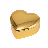 classic golden metal heart shape jewelry box for women small trinket storage organizer chest christmas gift