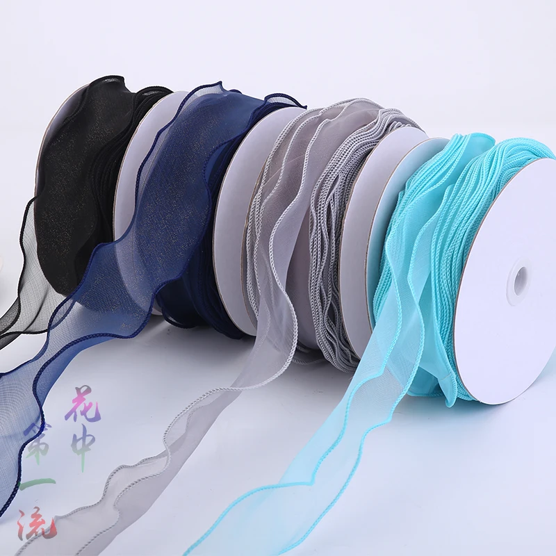 (25 ярдов/рулон) 5 см волнистый стиль органза лента сделай сам для подарочных