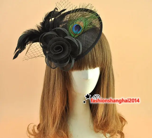 

Mesh Peacock Feather Hairpin Hair Accessories Tiara Headdress Bridal Retro Net Yarn Bonnet