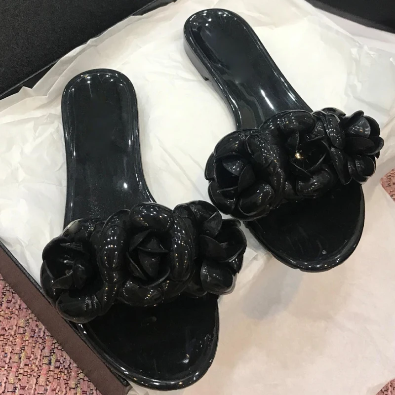 

Ollymurs New Summer Beach Outdoors Ladies Slippers Flower Decoration Elegant Sexy Comfortable Solid Color Luxury Women Shoes