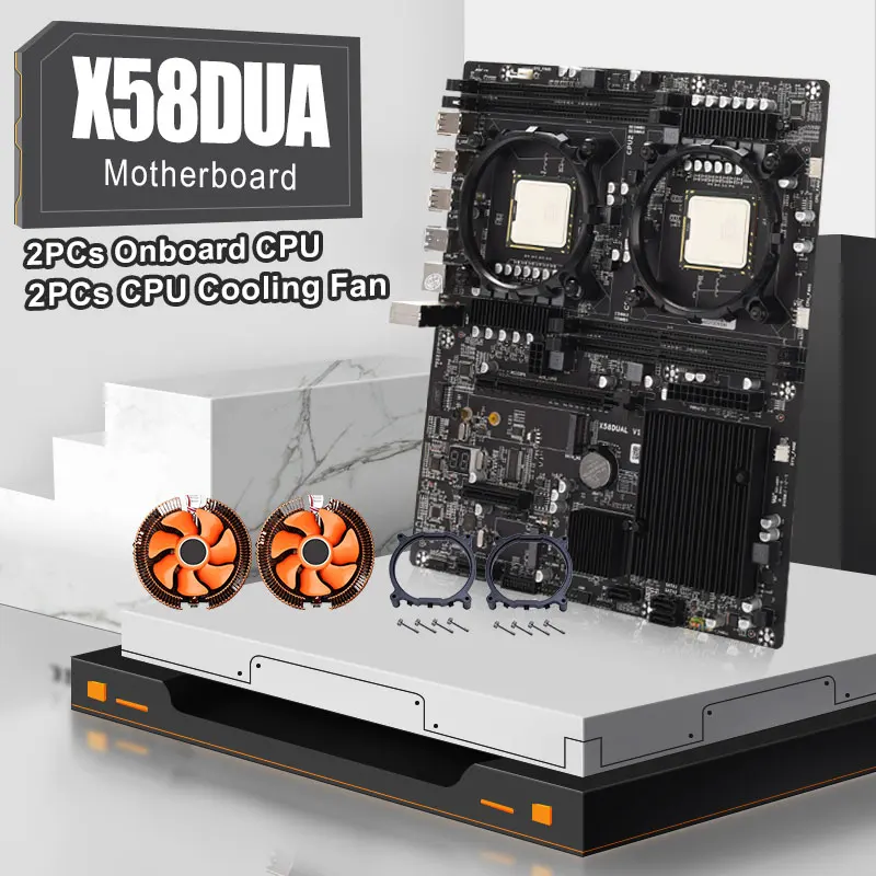Online Neue JINGSHA X58 Dual Set Lga 1366 Motherboard Dual Mit Onboard CPU L5520 2,27 GHz 2PCs CPU Lüfter X58 Chipsatz 4 Channles