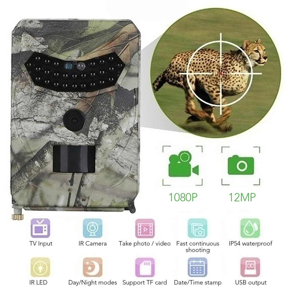 

1080P Trail камера охотничья игровая Камера уличная дикая природа скаутская камера с PIR сенсором инфракрасное ночное видение IP56 водонепроницаем...