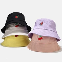 unisex cotton bucket hat men women summer bucket cap fruit print yellow panama hat bob cap hip hop gorros fishing fisherman hat