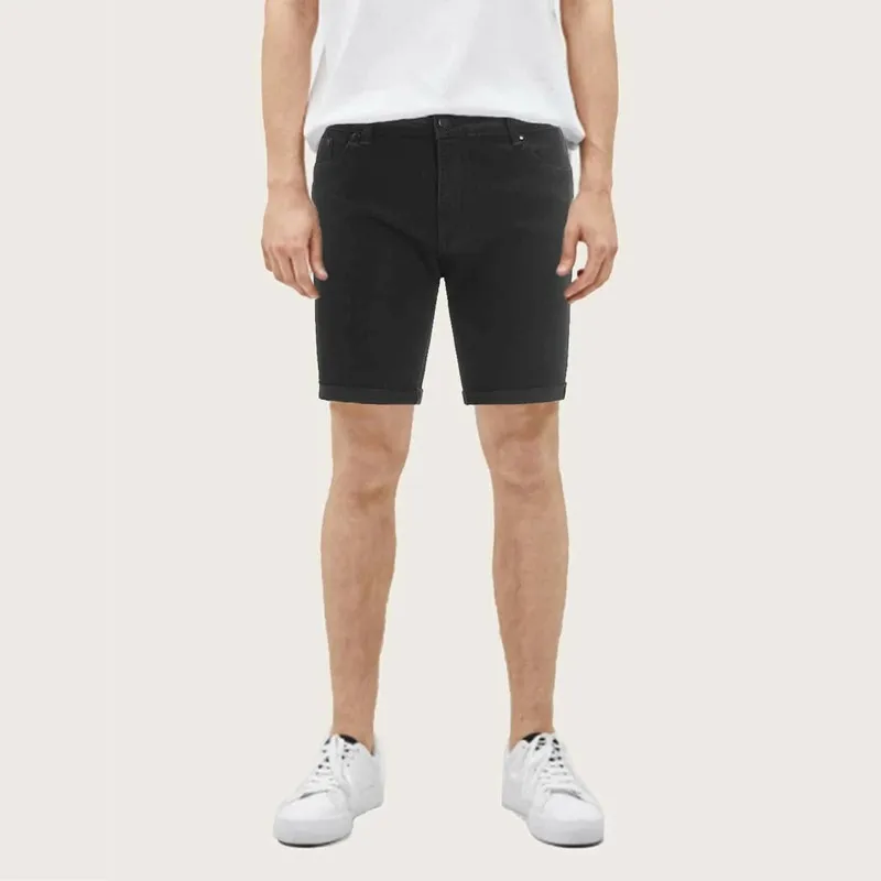 Мужские обтягивающие джинсовые шорты черные до колен уличная одежда байкерские