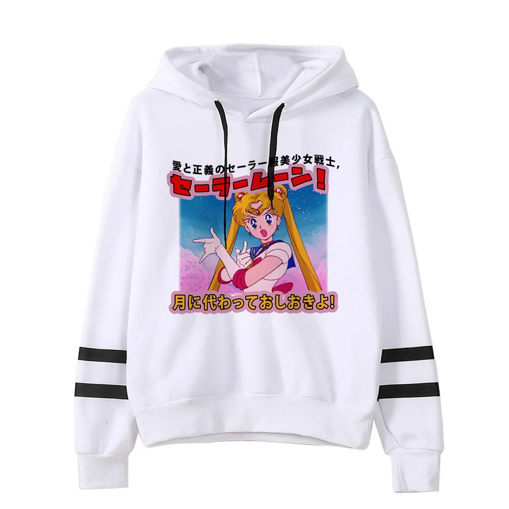 Сейлор свитшот с Луной кошкой Харадзюку корейский стиль ulzzang kawaii 90s мультфильм одежда пуловеры негабаритных с капюшоном уличная