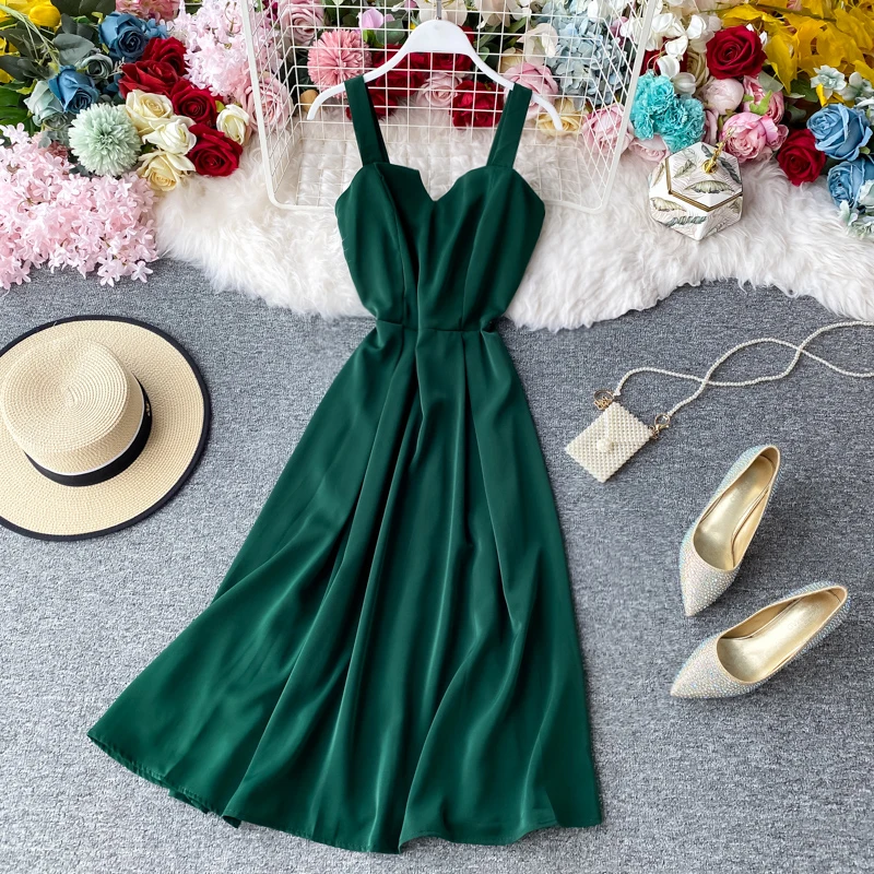 Летнее винтажное пляжное длинное платье миди для женщин 2020 женское с v образным