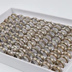 Поворотные кольца в полоску из нержавеющей стали золотого цвета для мужчин и женщин, 36 шт.лот, ювелирные изделия