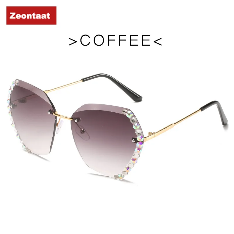 

Vintage Fashion Oversized Rimless Sunglasses Women Famous Luxury Brand Design Sexy Diamond Square Sun Glasses for Female Pink