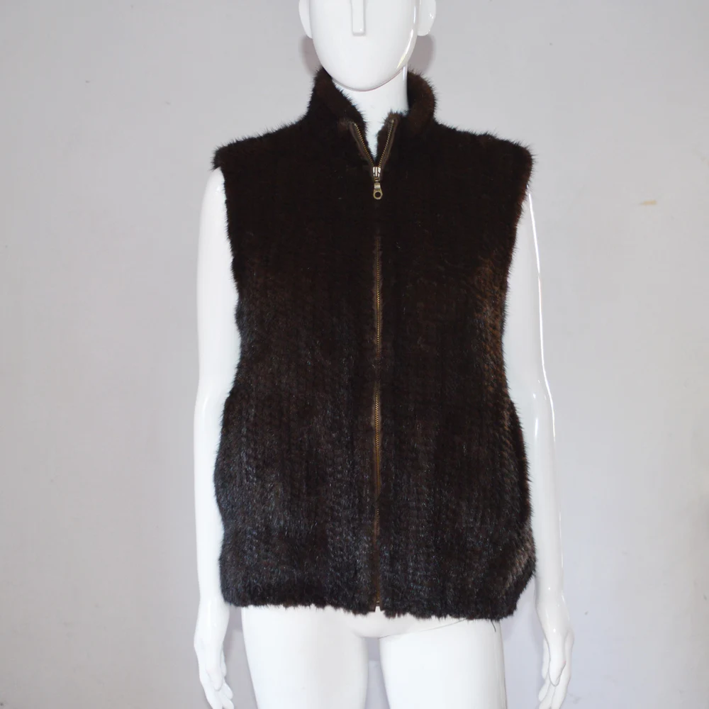 Бесплатная доставка AU903 коричневый цвет Женское пальто без рукавов вязаный