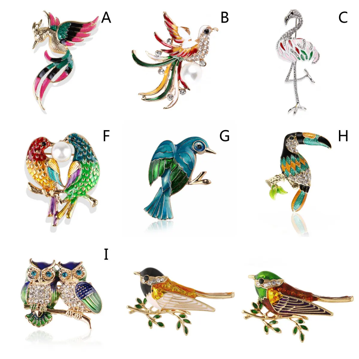 

Women Bird Phoenix Owl Swallow Woodpecker Enamel Bird Brooches Women Alloy Brown Grey Bird Animal Party Casual Brooch Pins Gifts