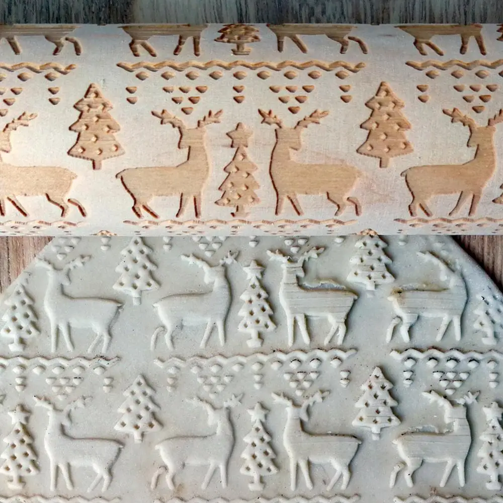 Рождественский олень с деревянным принтом Скалка DIY украшения для дома