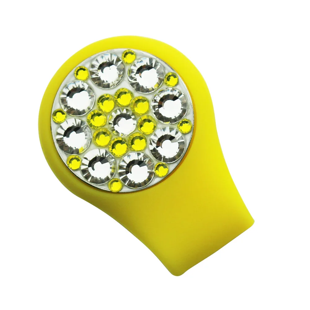yellow cap clip Crystal Golf Ball Marker Наборы клипов для шляп для гольфа 1 шт. Маркер для гольфа и 1 шт. Силиконовые клипсы для гольф-клюшек Лучшие подарки для женщин-гольфистов - Цвет: yellow cap clip