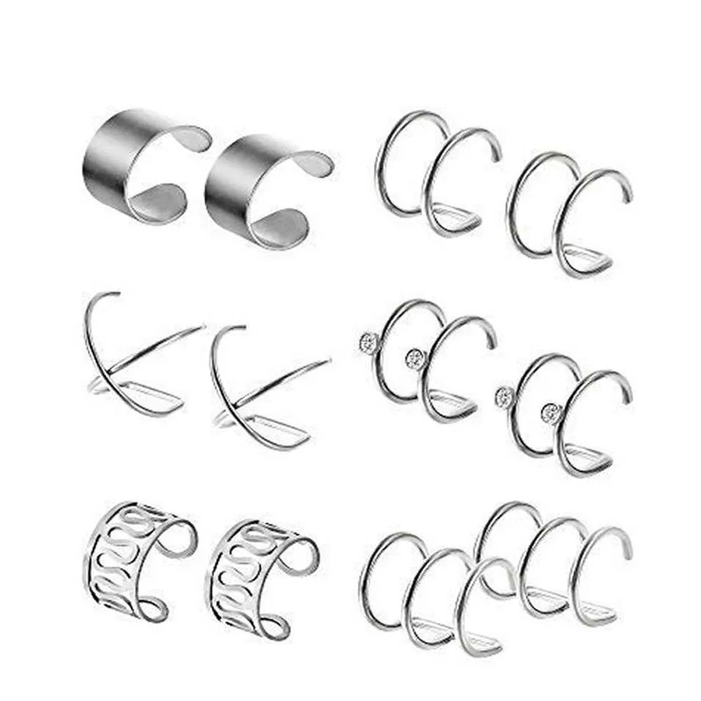 Модные 12 шт./компл. ухо манжеты 4 цвета кафф на клип серьги для женщин Earcuff без
