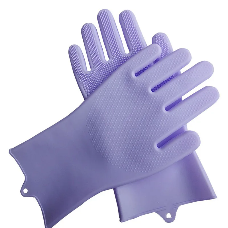 

1 Pair Silicone Gloves Kitchen Cleaning Dishwashing Gloves Magic Scrubber Rubber Dish Washing Gloves Tools Bathroom Gadgets New