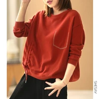 knitted cotton long sleeved sweater women 2021 spring and autumn models korean loose wild fashion outer wear top tide m272