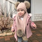 Зимние женские шапки из натурального меха, шапки с помпоном для мам и детей, теплые вязаные шапки, шапочки, шапочки, детские шерстяные шапки, Детские помпоны 2019