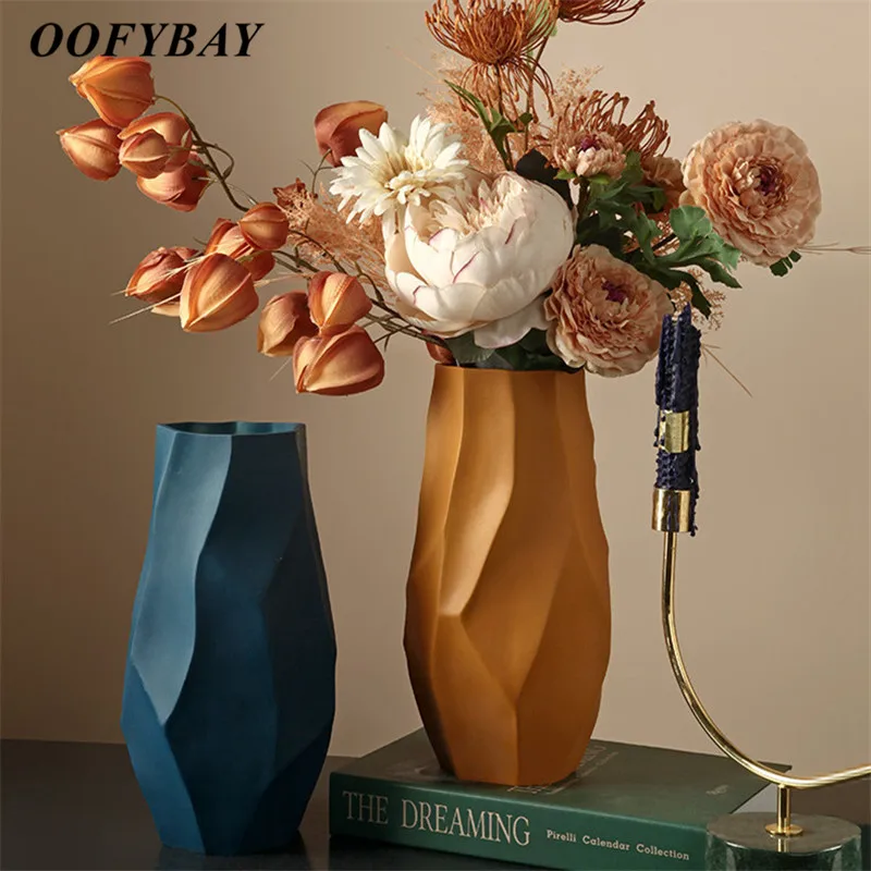 Скандинавская керамическая ваза для сушеных цветов оригами фарфоровая лампа