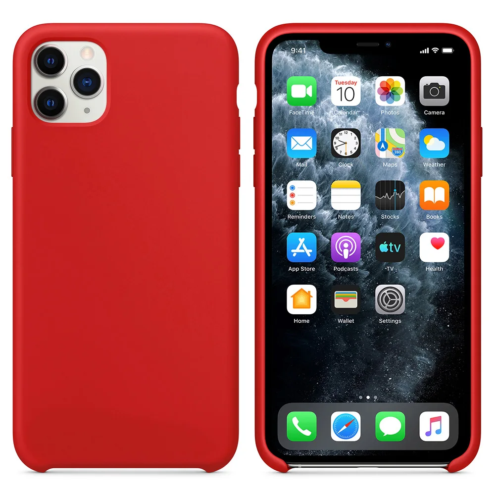 Red Силиконовый чехол, роскошный тонкий мягкий чехол для IPhone 11 Pro Max, чехол xs max xr x 8 7 6s plus, чехол с логотипом, резиновый противоударный силикагель - Цвет: Red