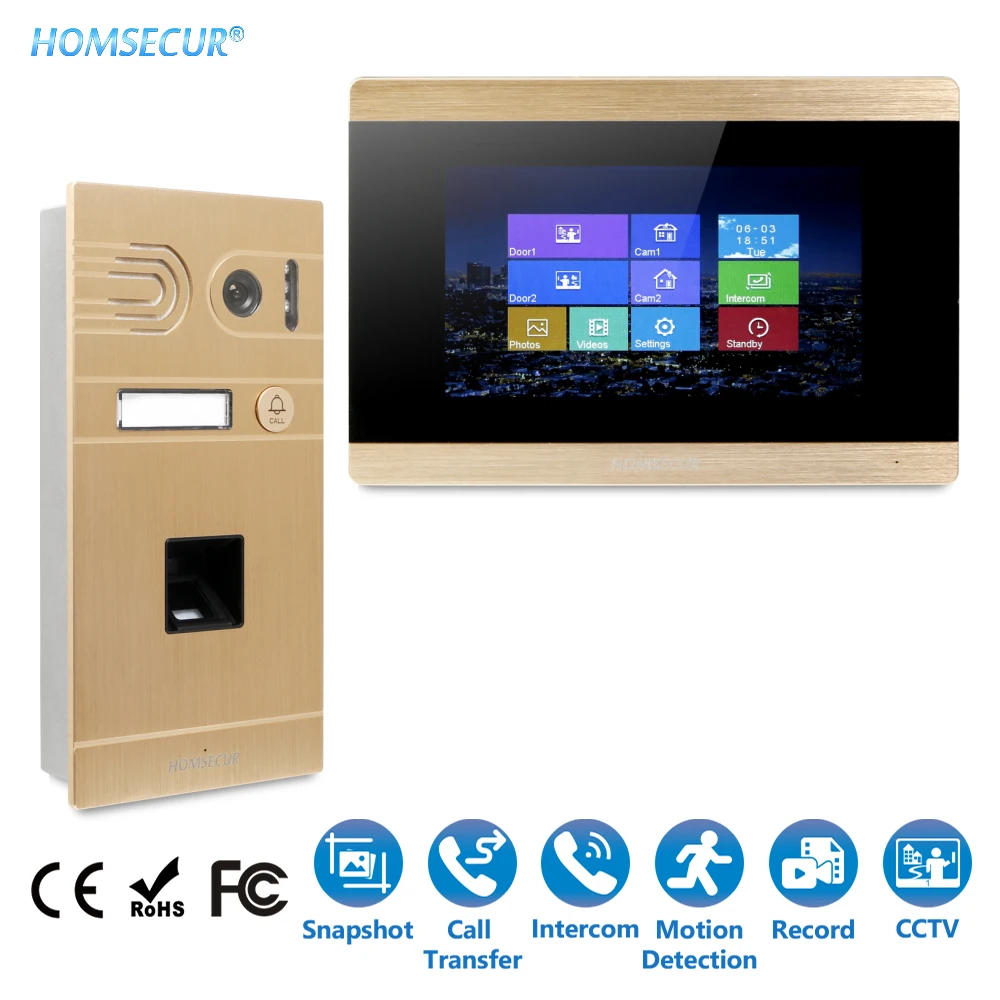 HOMSECUR 7 &quotПроводной Видеодомофон Система + Внутри-Монитор Аудио Домофон BC061-G BM715-G |