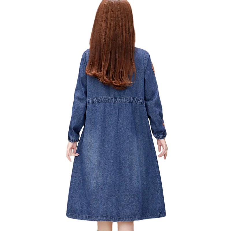 Женский джинсовый тренчкот длинная джинсовая куртка базовые свободные куртки