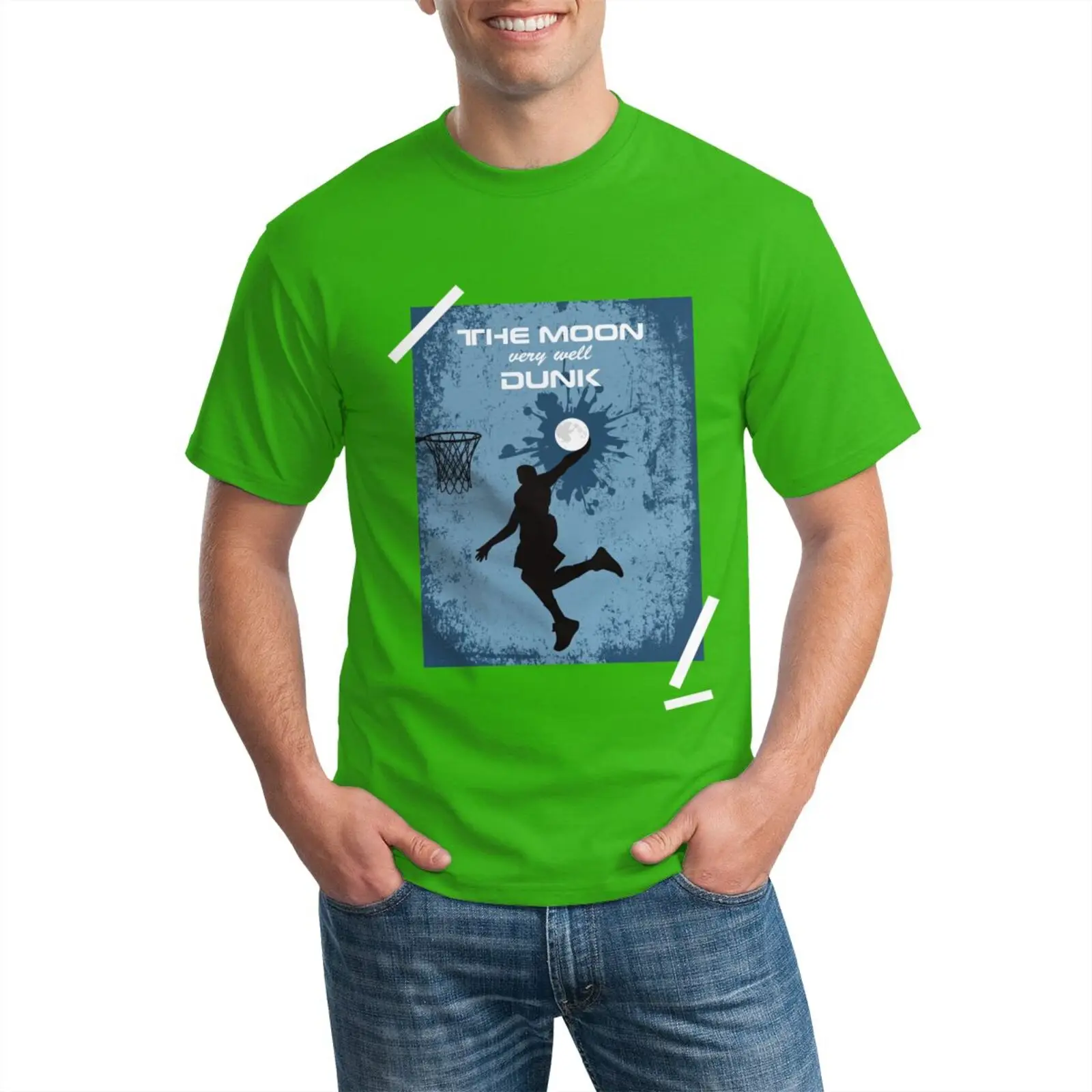 

2021 Mens tshirts Summer Funny Cartoon Men's T-shirt Awesome dunk the moon Printed Fashion Street Wear Men Short Sleeve Hot Sale