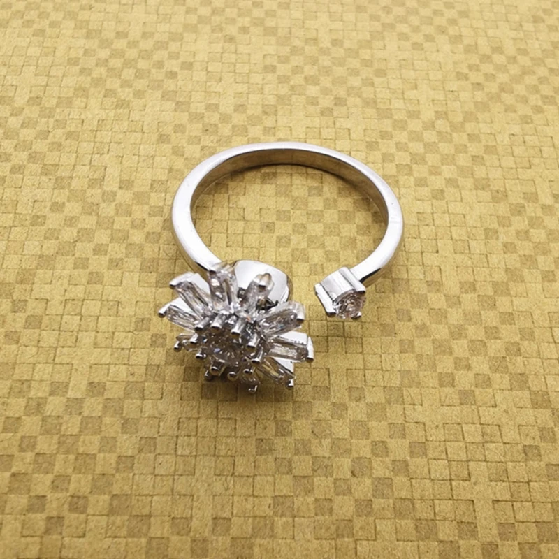 

Zirconia Adjustable Open Ring Spinner Fidget Ring for Anxiety Stress Relief Gift L5YB