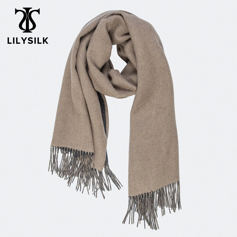 LilySilk вневременной контрастный цвет шерстяная шаль для женщин Новинка Бесплатная