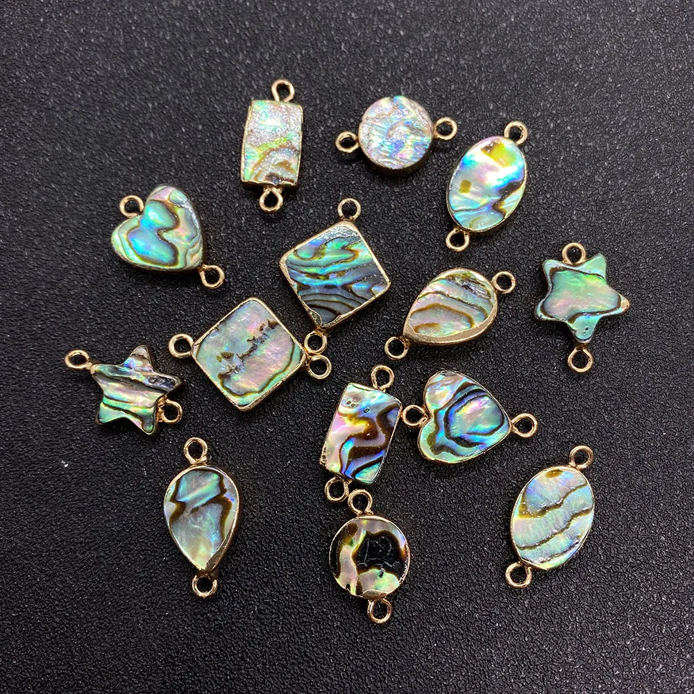 

Abalone Shell Connector Heart Shaped Abalone Shell Double Hole Pendant for DIY Fashion Necklace Bracelet Jewelry Accessories