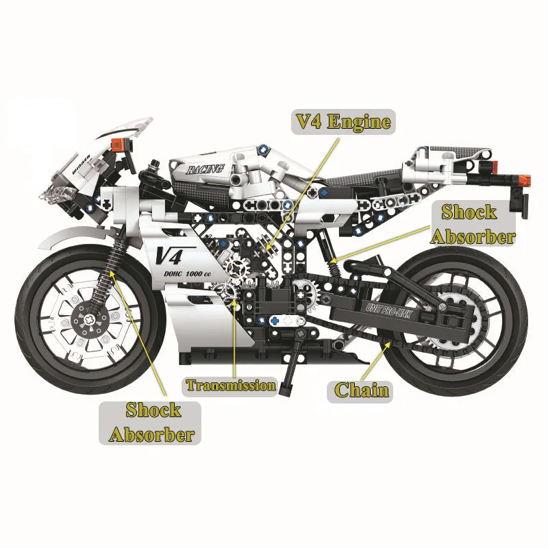 716 шт. кирпичи для мотокросса езды на мотоцикле набор модель строительные блоки
