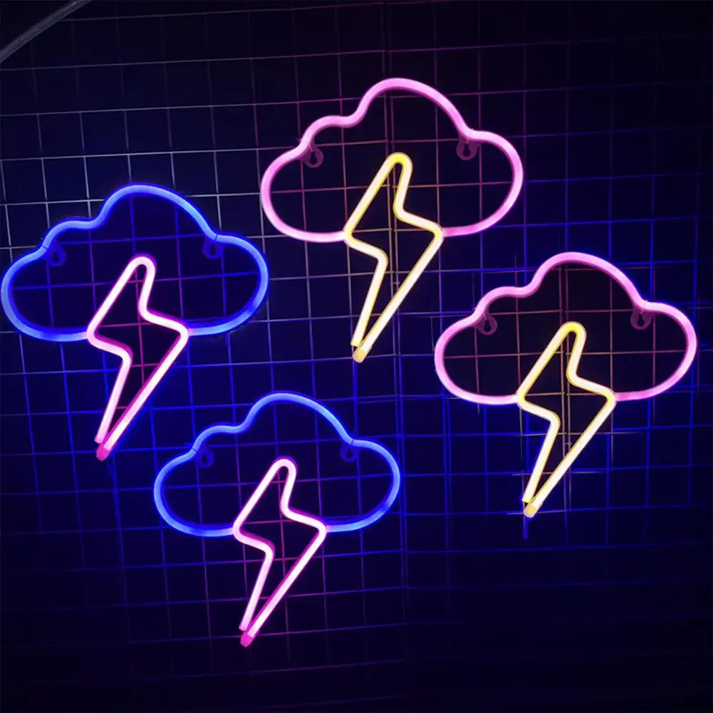 

Led Neon Light Sign Cloud Flash Neon Lamp Lightning Bolt Night Light For Room Home Decor Wall Art Decoration Neon Lights