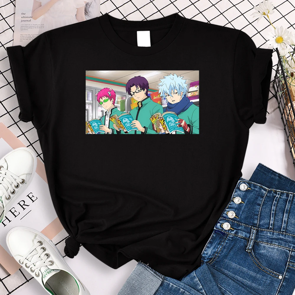 

T shirts Woman Saiki Kusuo Japanese Anime Print Loose Casual T-shirt Summer Short Sleeve Oversize Tshirt Harajuku Hip Hop Tshirt