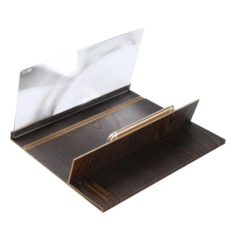 12 Inch HD Hout Mobiele Telefoon Stand 3D Scherm Zoom Display Versterker Video Desktop Vouwen Beugel | Мобильные телефоны и