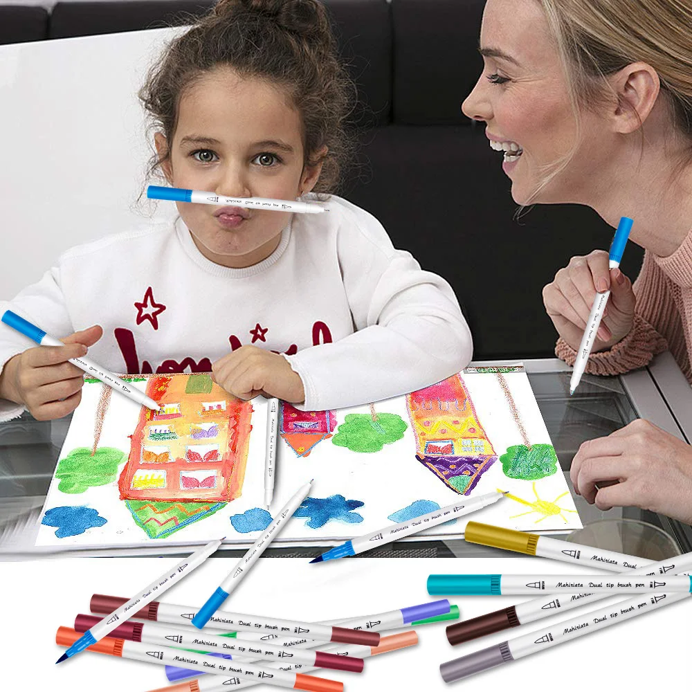 

brush marker set for Art Supplies 48/60/100/120 Colors Soft Brush Marker For Drawing Painting Set Watercolors Pen for School